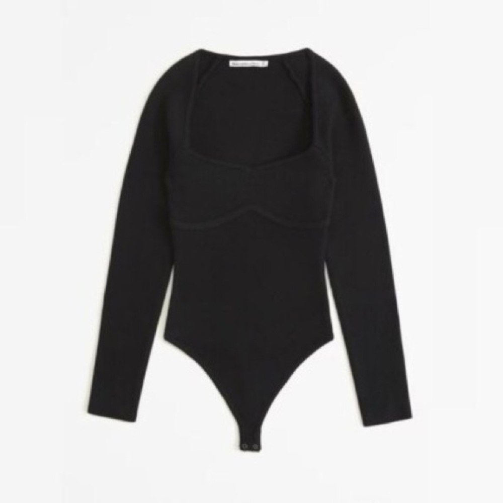 Abercrombie & Fitch Black Fitted Sweater Long Sleeve Bodysuit